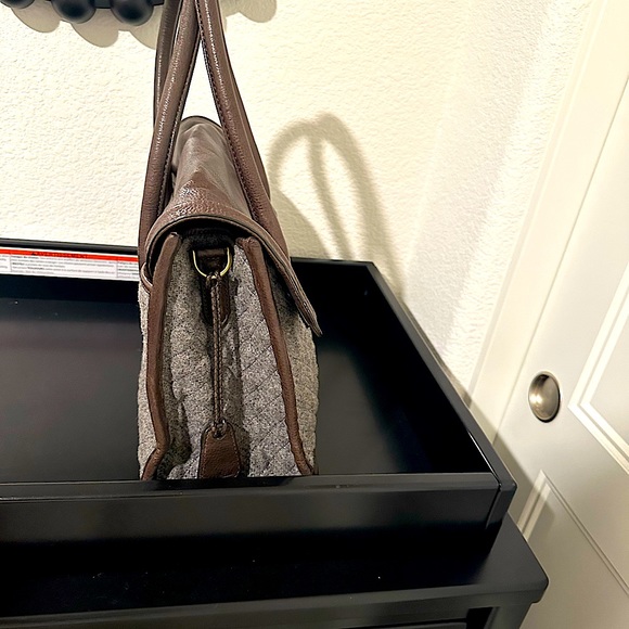 COLE HAAN Crossbody Chocolate brown leather and gray flannel bag - Picture 4 of 12